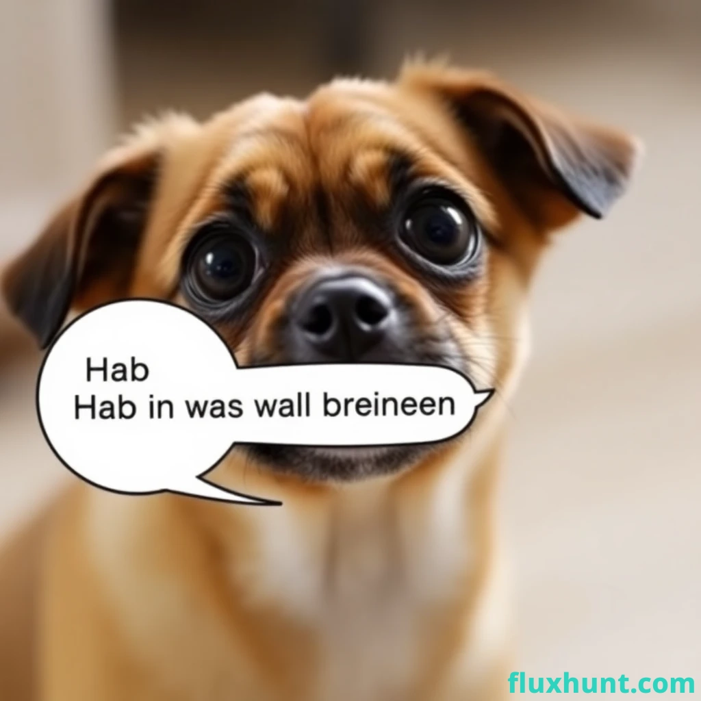 A cute dog with big eyes says, 'Hab ich was falsch gemacht?' in a speech bubble.